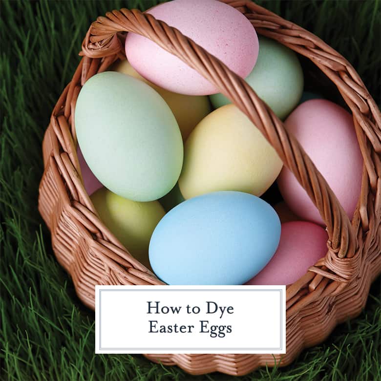 pastel dyed easter eggs in a basket 