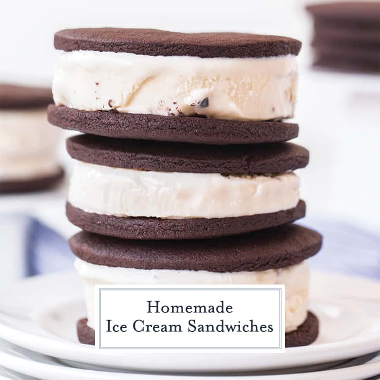 Three stacked ice cream sandwiches 