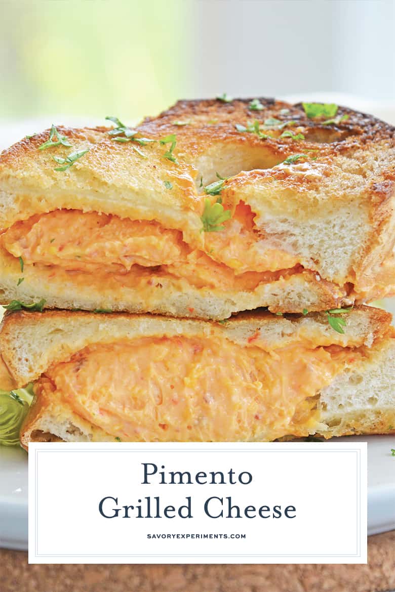 close up of pimento grilled cheese sandwich 