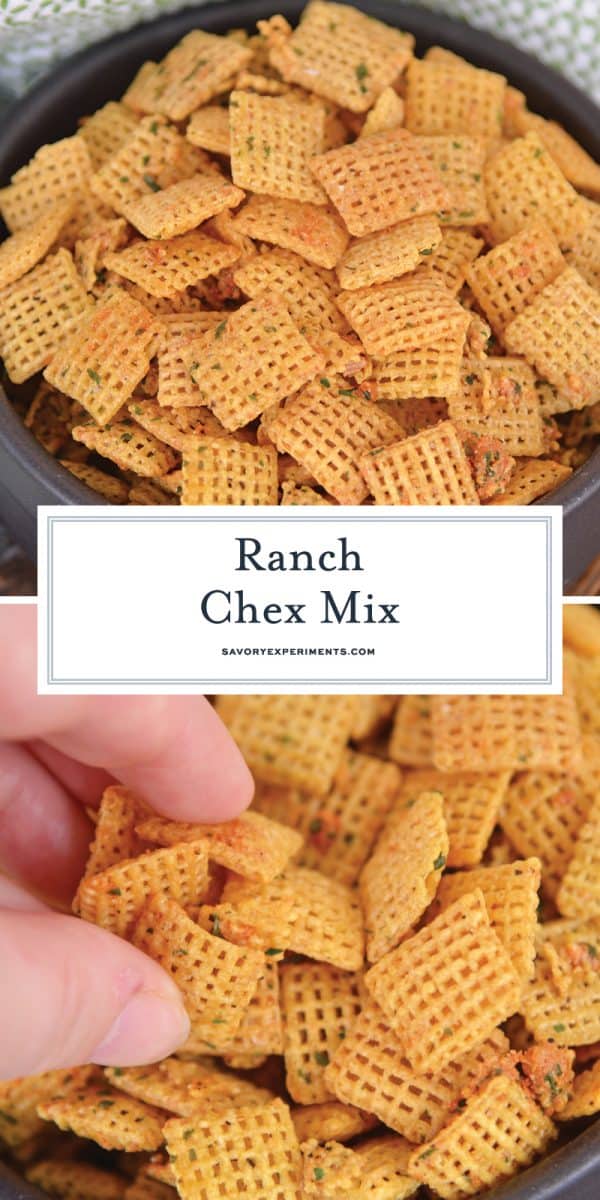 close up of ranch chex mix for Pinterest 