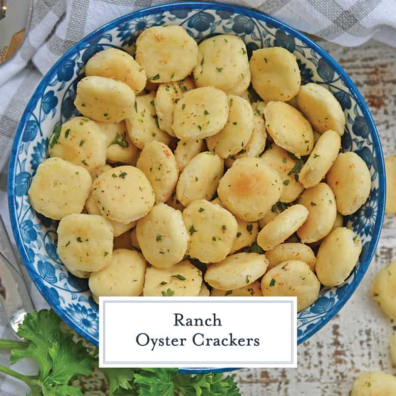 overhead view of Ranch flavored oyster crackers