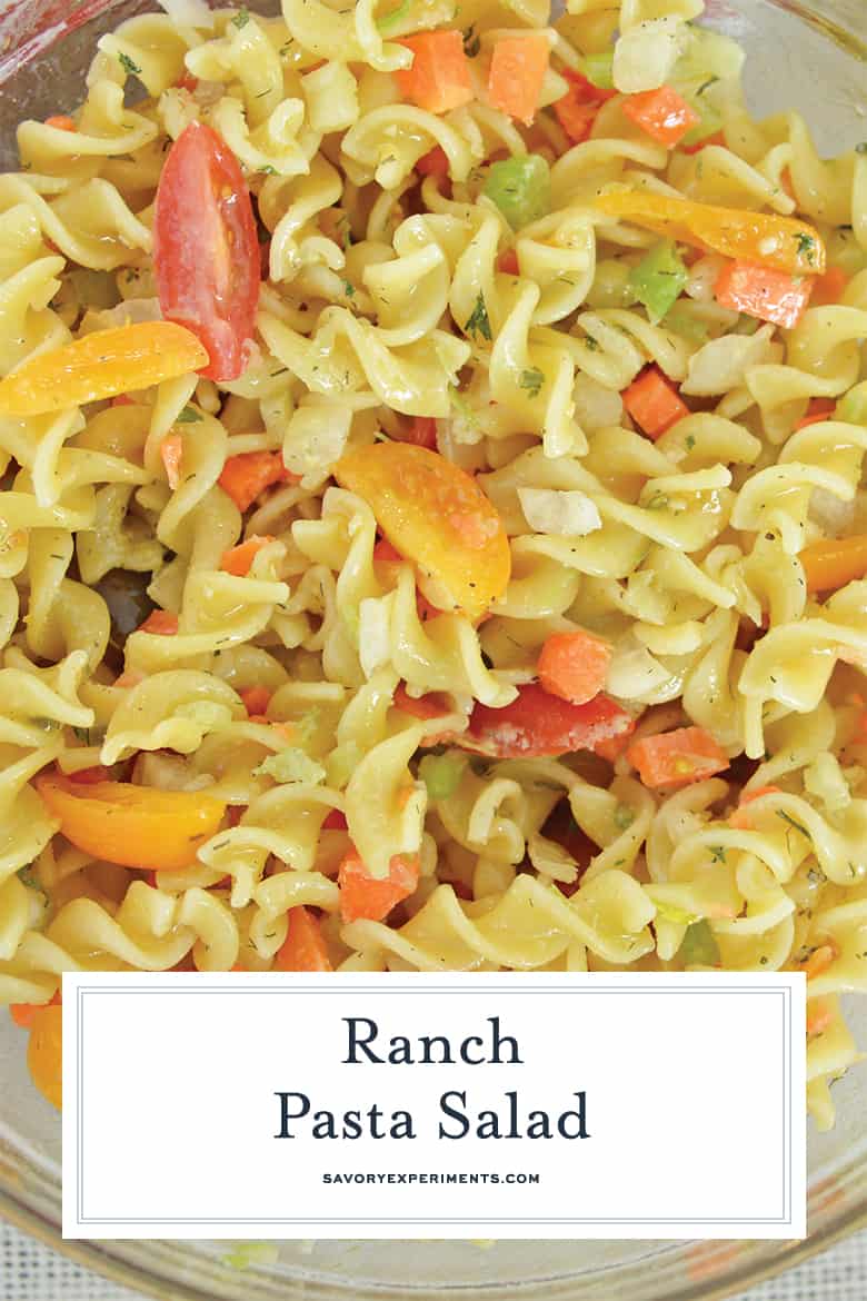 close up of ranch pasta salad 