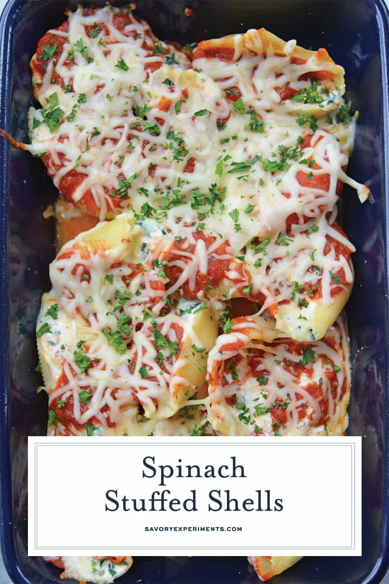 close up of ricotta stuffed shells for pinterest 