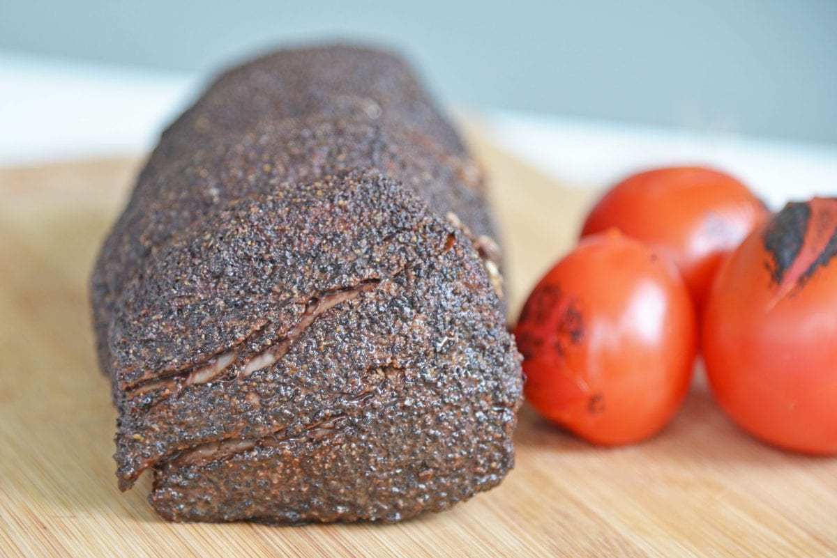 end view of a crusted tenderloin 