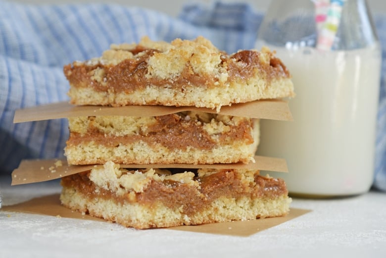 layered dulce de leche bars with milk 