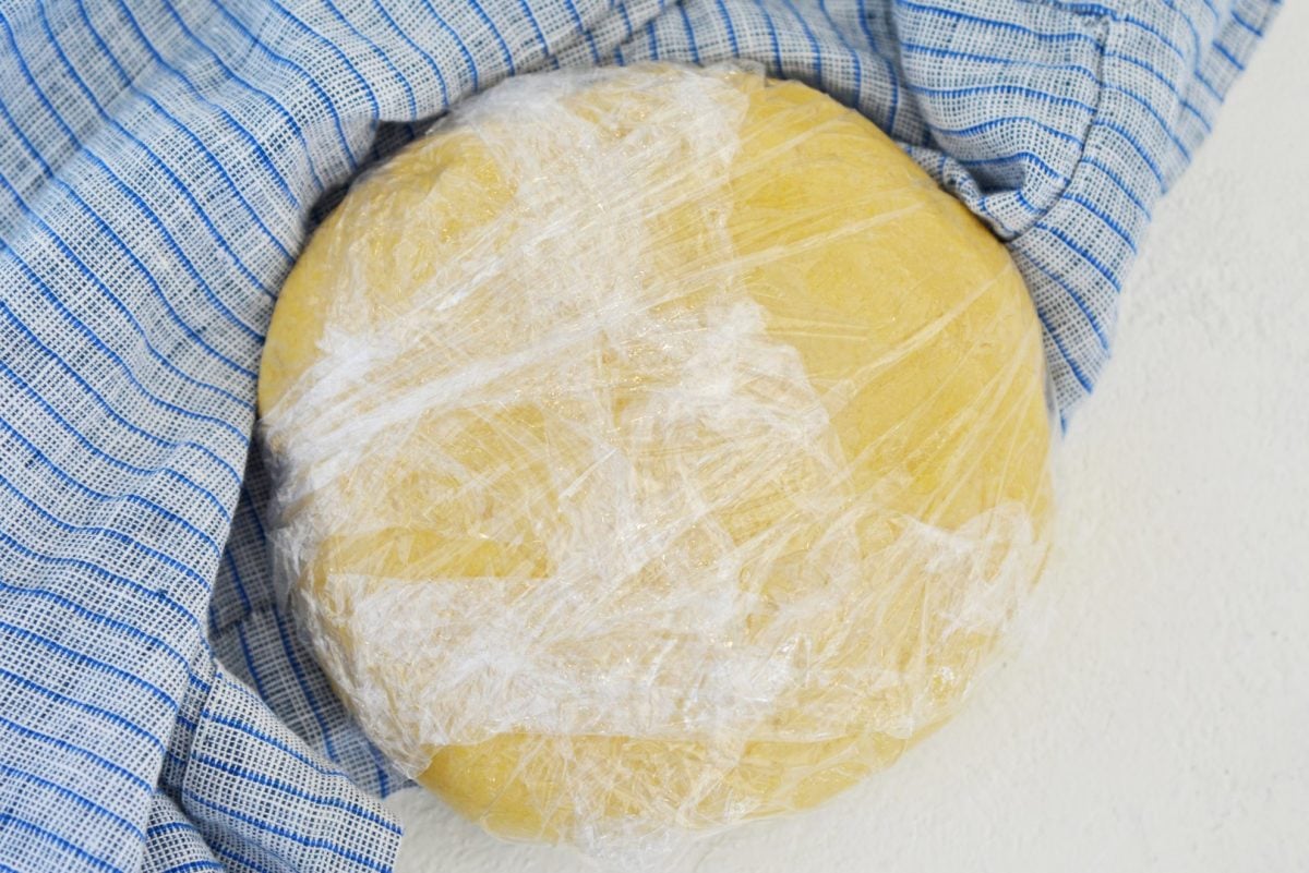 shortbread dough wrapped in plastic wrap 