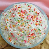 bowl of funfetti dunkaroo dip