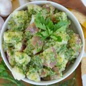 bowl of herbed potato salad