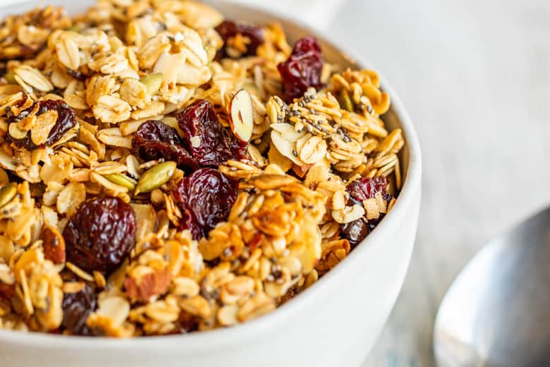 baked granola with almond, coconut and pepitas 