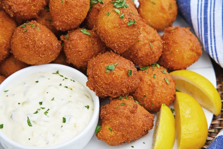 hush puppy balls with dipping sauce 