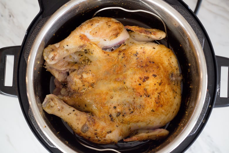 whole chicken browned in Instant Pot  