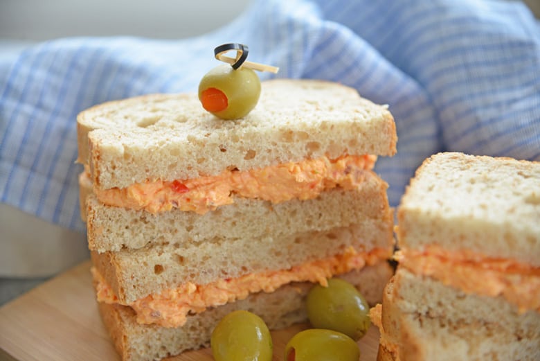 close up of pimento sandwiches