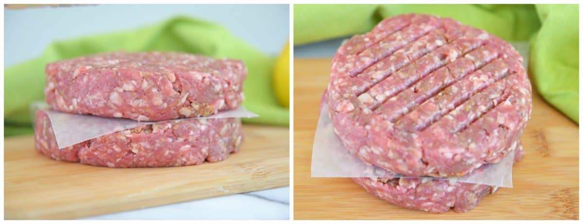 two raw Greek lamb burgers 