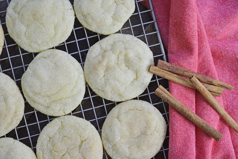 close up of snickerdoodle cookies 
