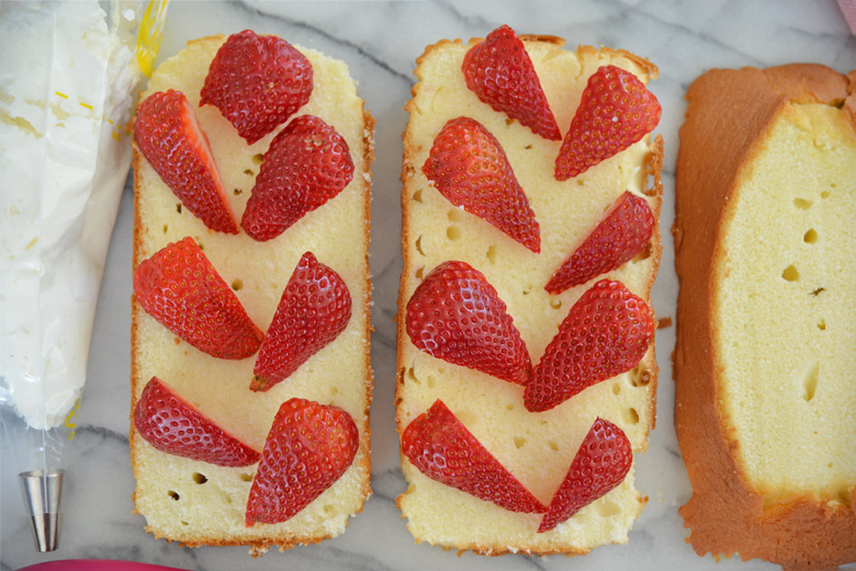 fresh strawberries in a criss cross pattern 