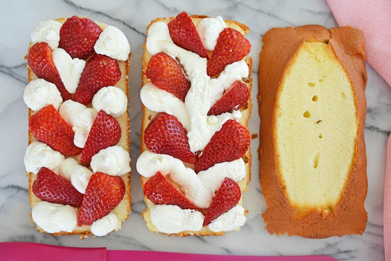 strawberries and whipped cream for no bake cake 