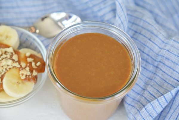 caramel sauce in glass jar