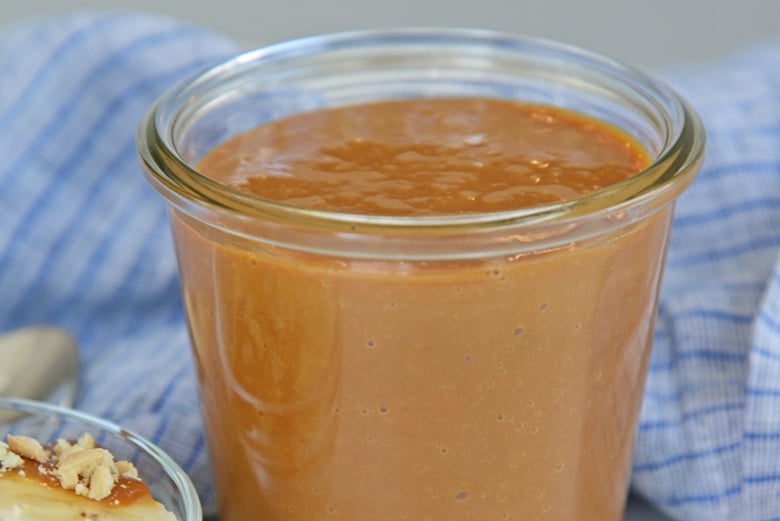 glass jar of dulce de leche