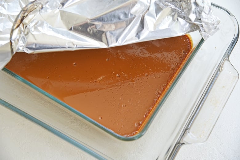 sweetened condensed milk caramel right out of the oven 