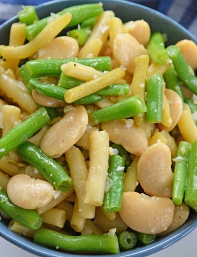 close up of three bean salad