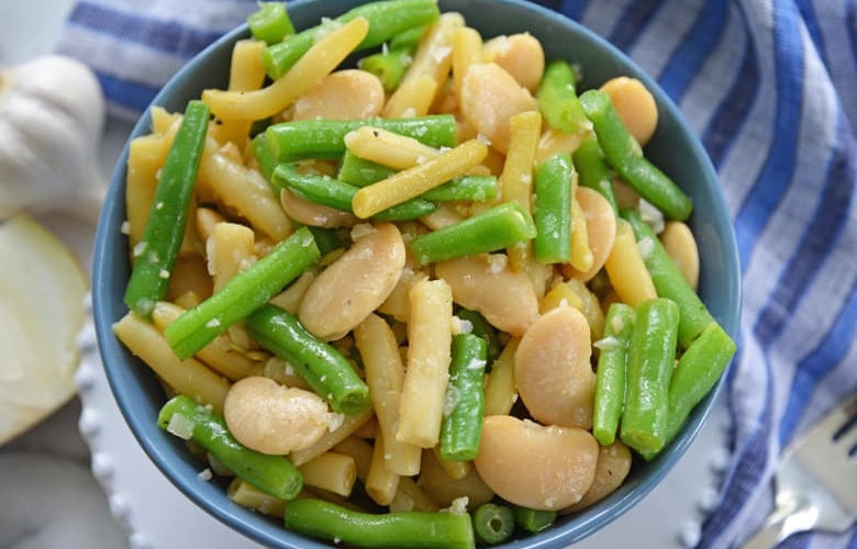 close up of three bean salad