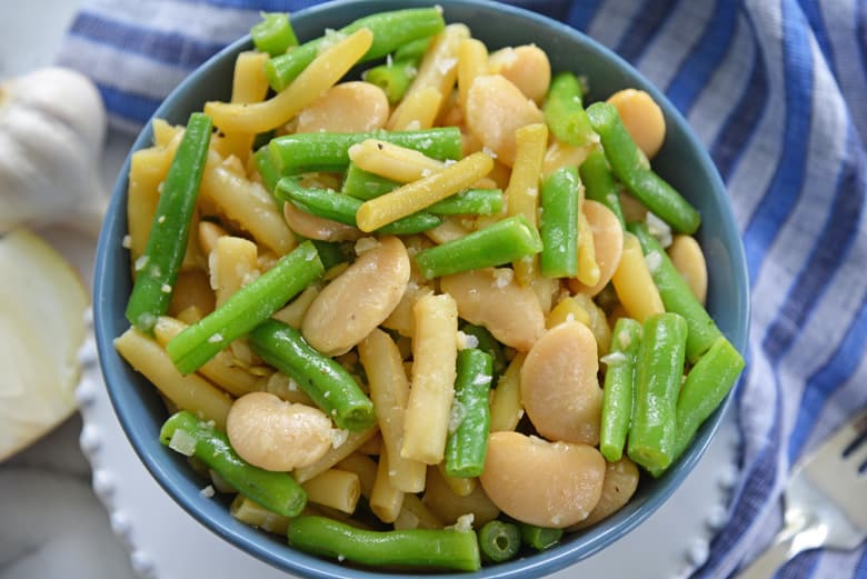 close up of three bean salad