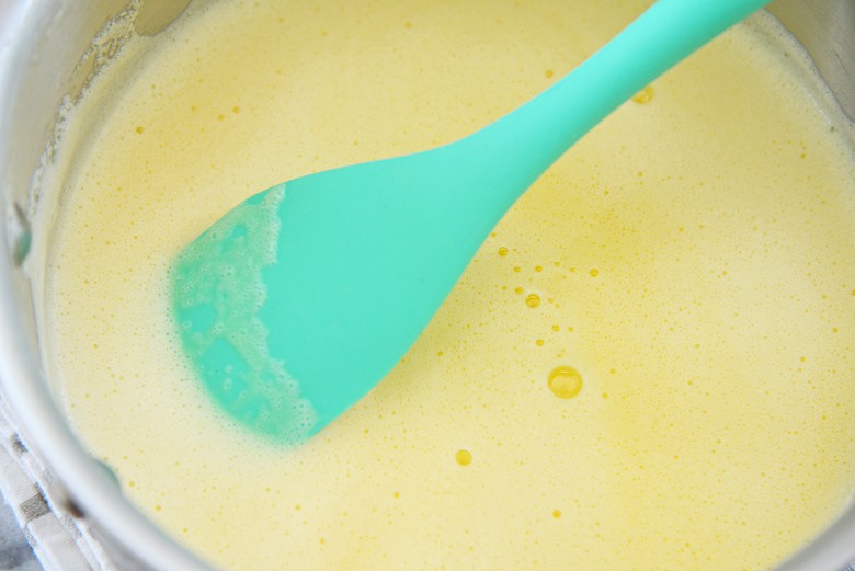 egg custard in saucepan