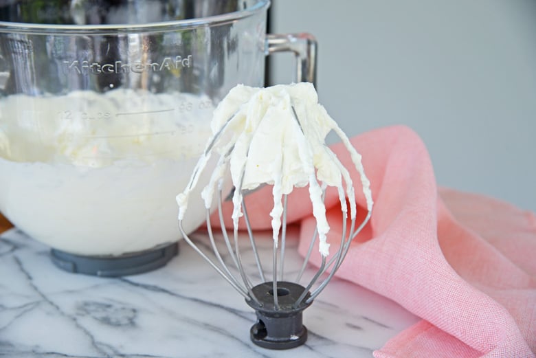 whipped cream on a whisk 