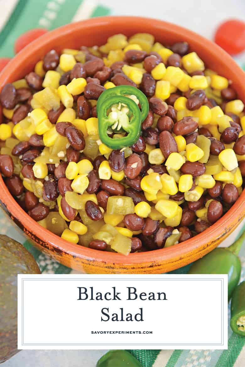 close up of black bean salad for pinterest 