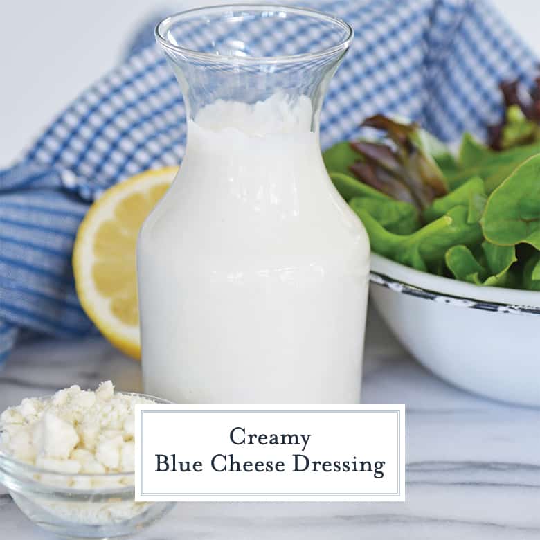 creamy blue cheese dressing in a glass jar  