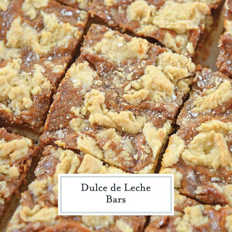 close up of dulce de leche bars with sea salt 