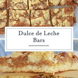 collage of dulce de leche bars for pinterest