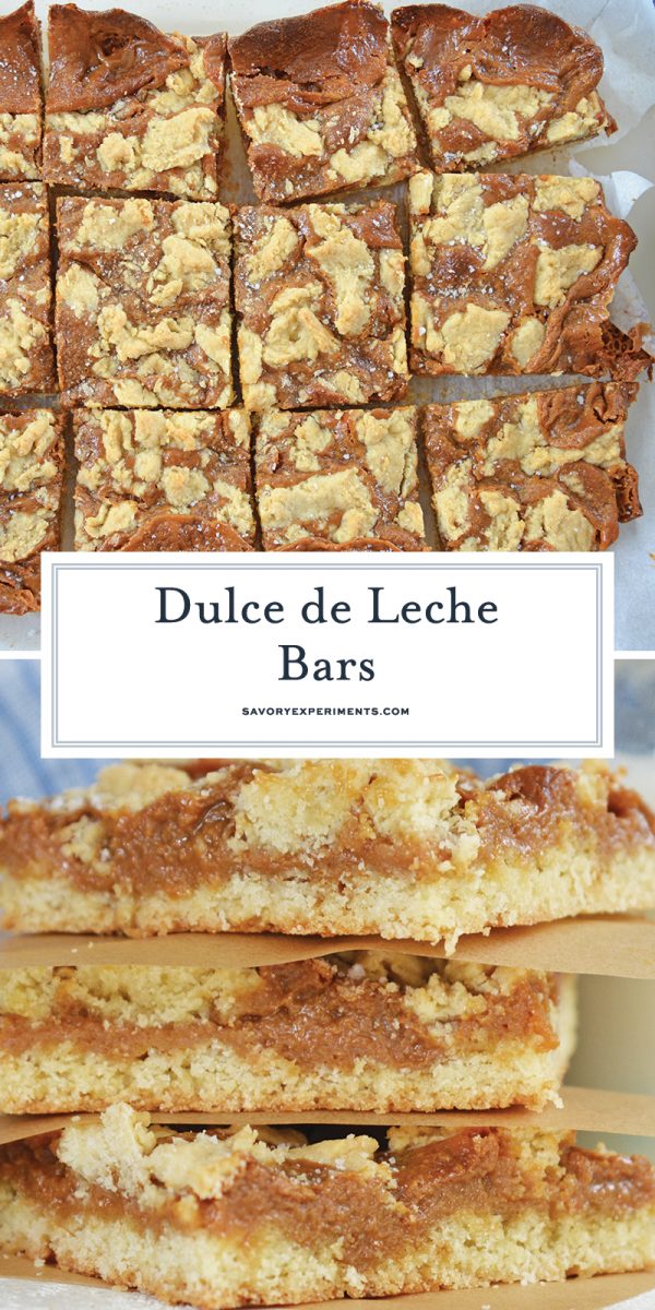 collage of dulce de leche bars for pinterest 