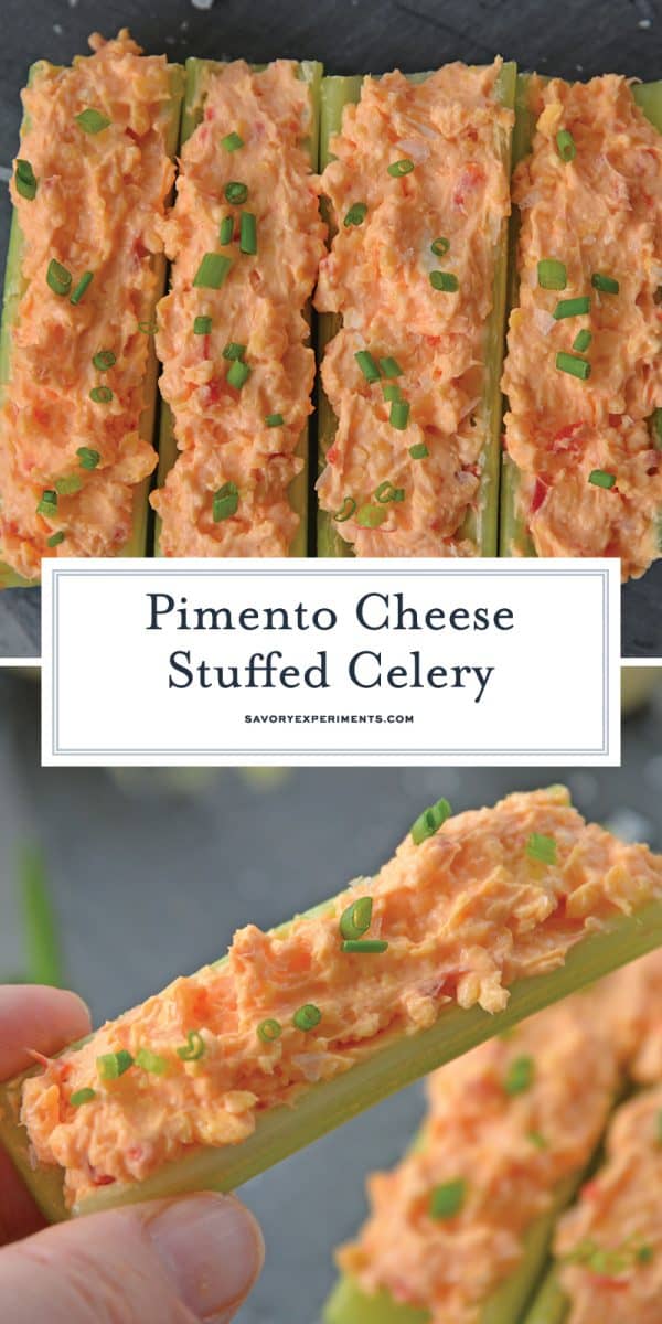 Pimento cheese stuffed celery for Pinterest 