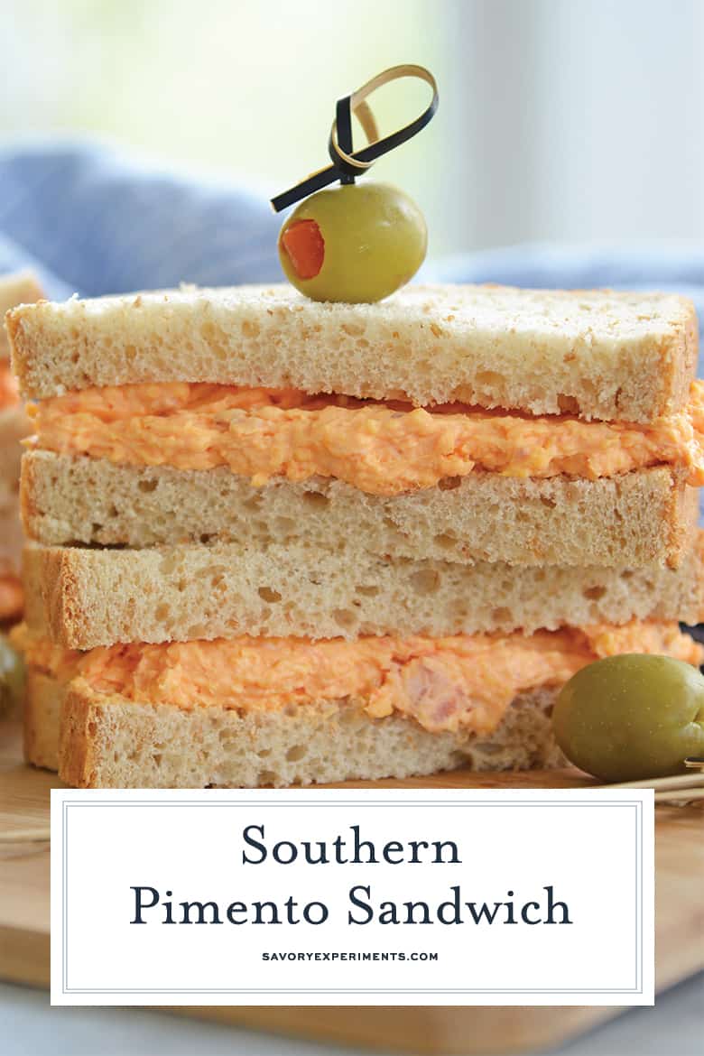 close up of pimento cheese sandwich
