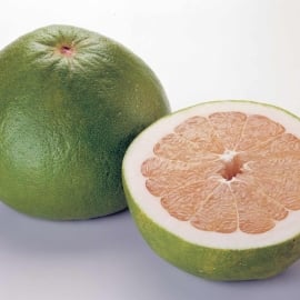 pomelo fruit cut in half