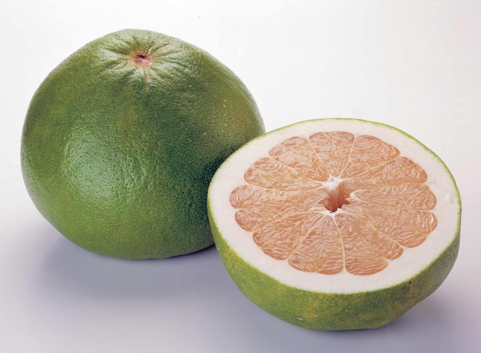 pomelo fruit cut in half