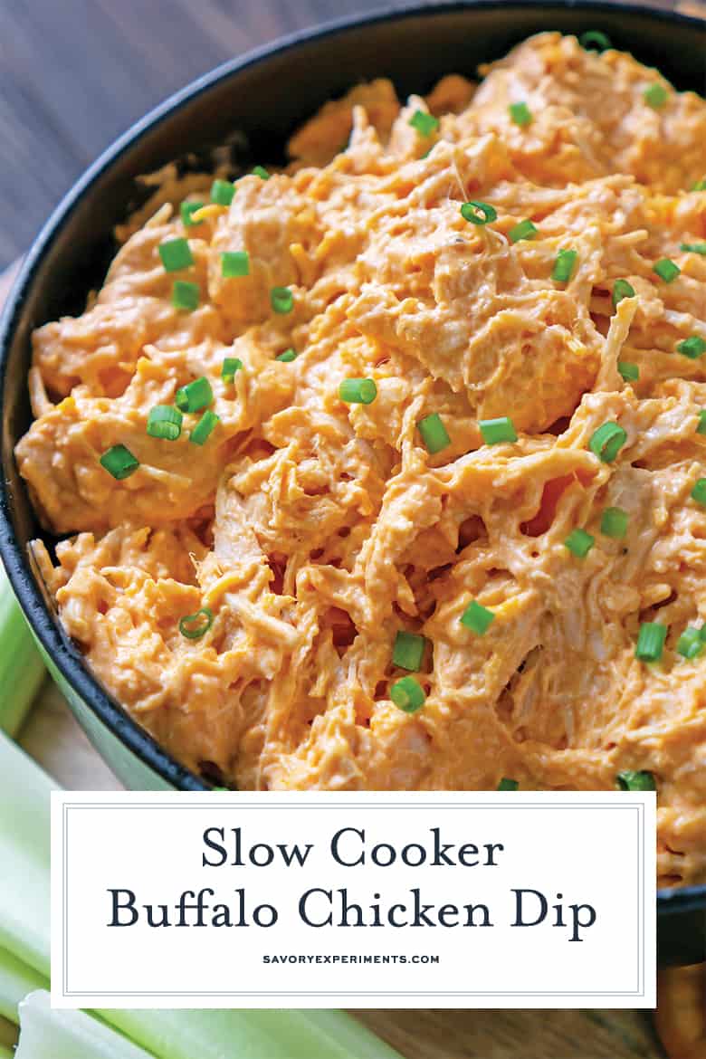 close up of buffalo chicken dip for pinterest 