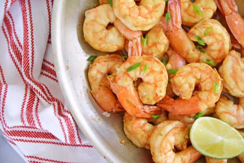 soy lime shrimp in a skillet 