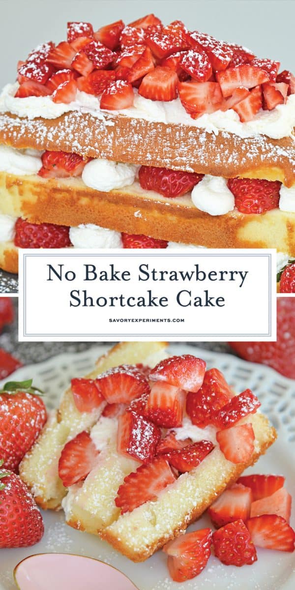 no bake strawberry shortcake cake for pinterest  