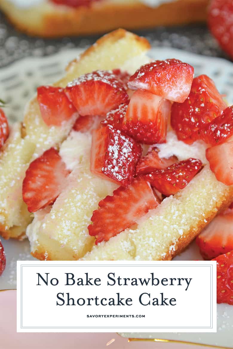 close up of strawberry shortcake cake 