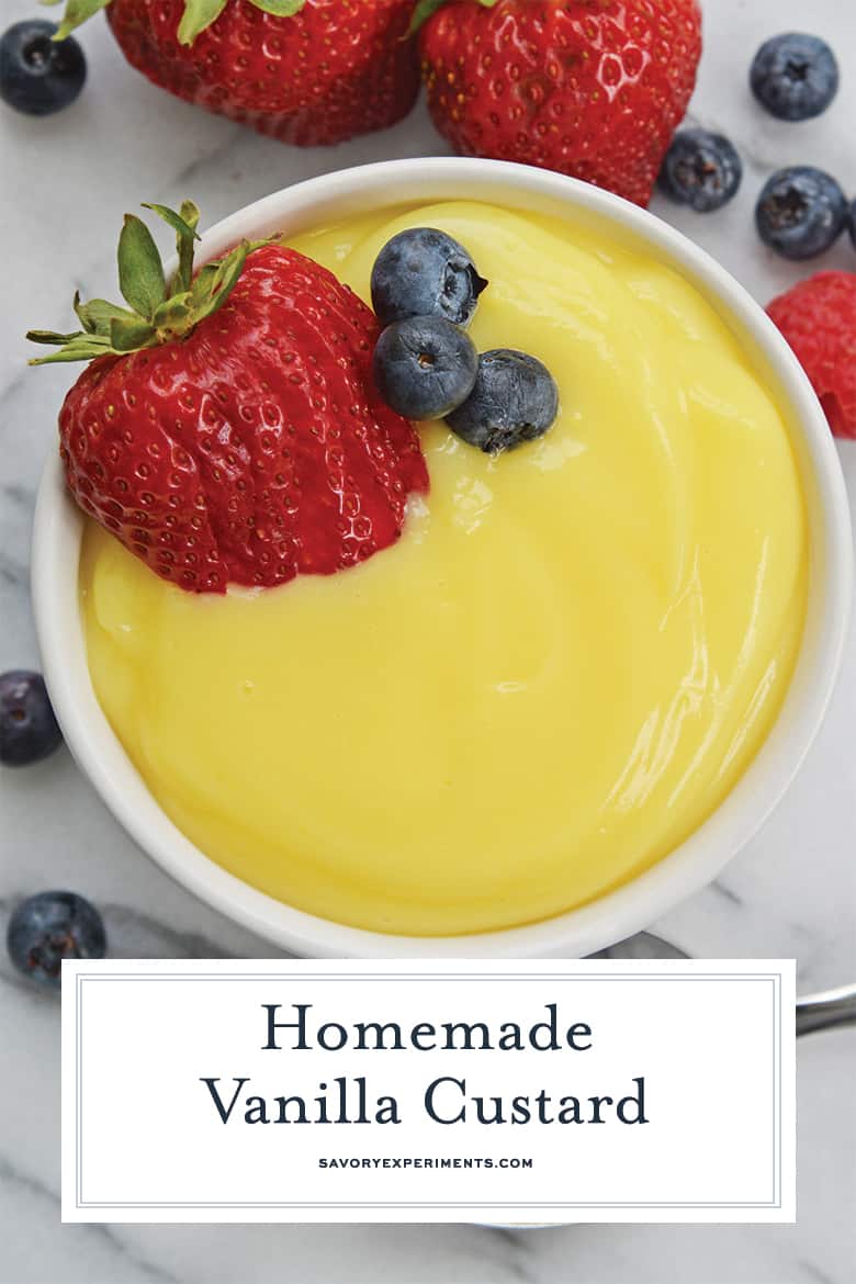 Thick egg custard with fresh berries