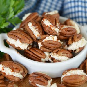 bowl of gouda stuffed pecans