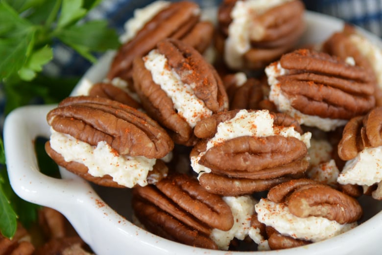 close up of stuffed pecans 