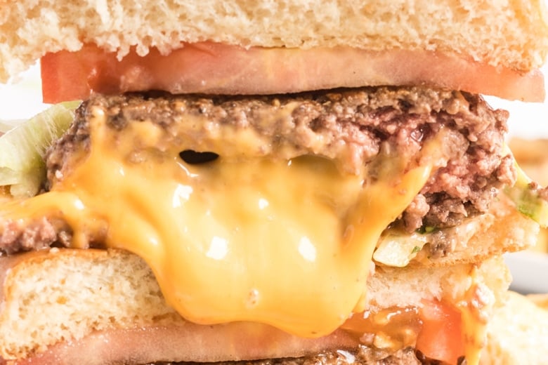 close up of cheese in the juicy lucy 