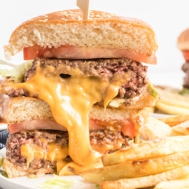juicy lucy burger with american cheese