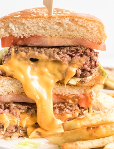 juicy lucy burger with american cheese