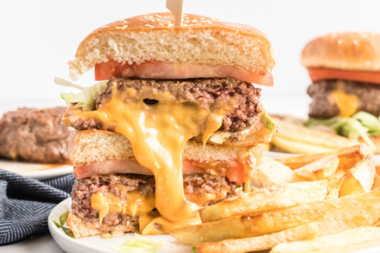 juicy lucy burger with american cheese