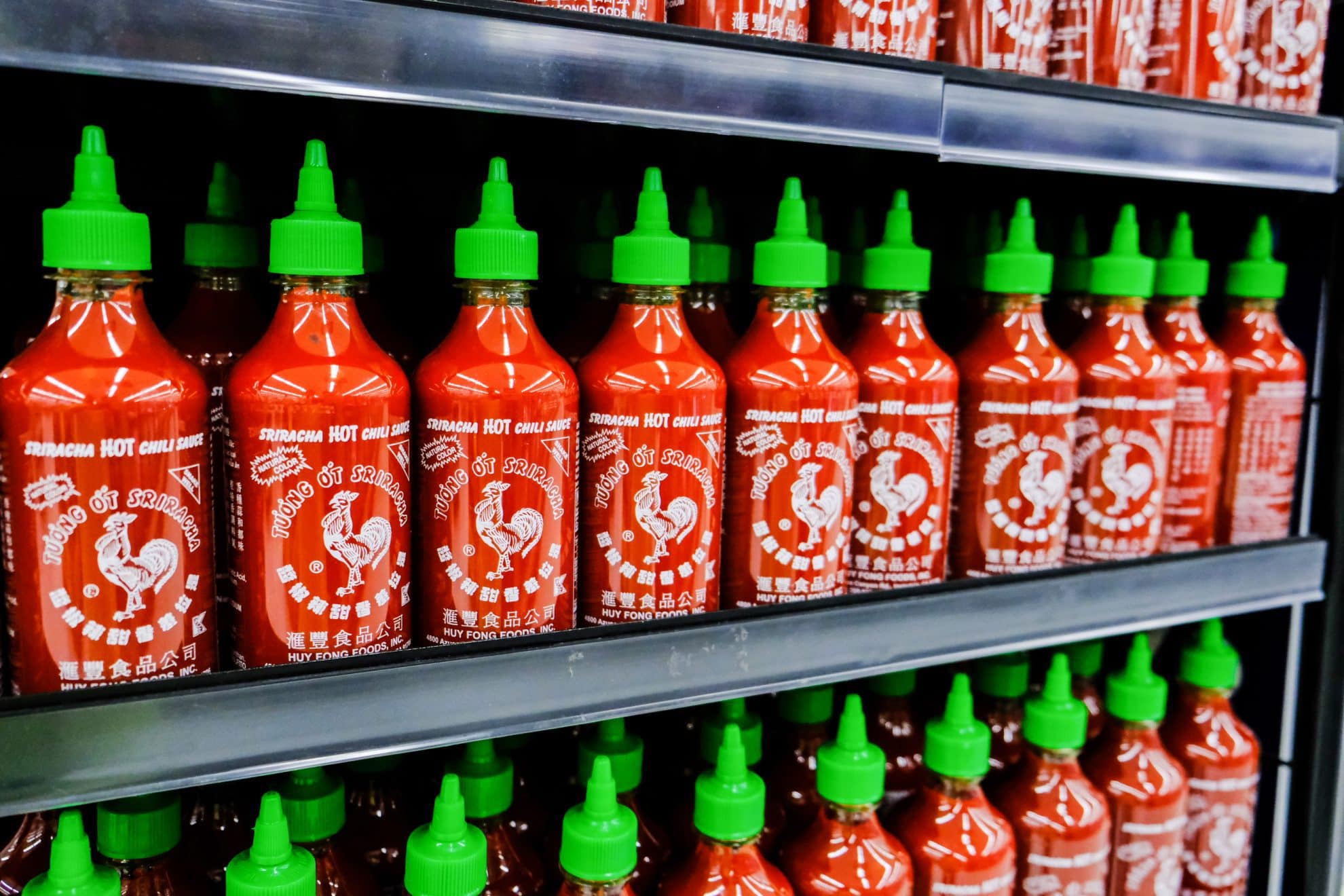 bottles of sriracha hot sauce 