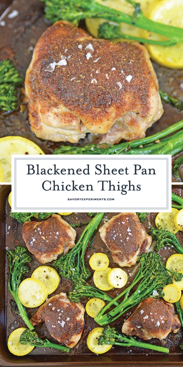 blackened sheet pan chicken thighs for Pinterest 